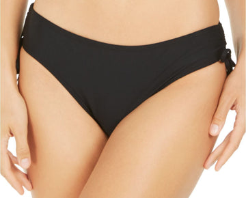DKNY Solid Ruched-Side Bikini Bottoms Black Size XS