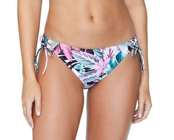 Raisins Juniors Haute Bloom Printed Tie-Side Bikini Bottoms Size Large White