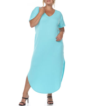 White Mark Short Sleeve Maxi Dress, Women's Plus Size 1X Blue MSRP $56