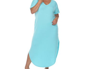 White Mark Short Sleeve Maxi Dress, Women's Plus Size 1X Blue MSRP $56