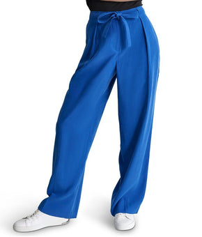 DKNY Women's Tie-Front Pleated Wide-Leg Pants Blue Size 12 MSRP $99