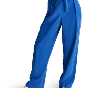 DKNY Women's Tie-Front Pleated Wide-Leg Pants Blue Size 12 MSRP $99