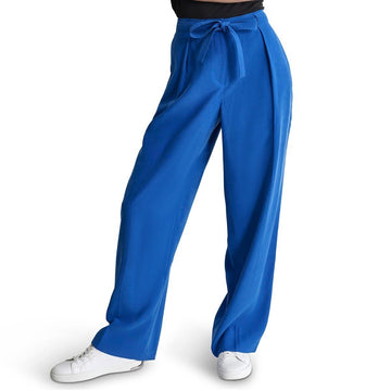 DKNY Women's Tie-Front Pleated Wide-Leg Pants Blue Size 12 MSRP $99