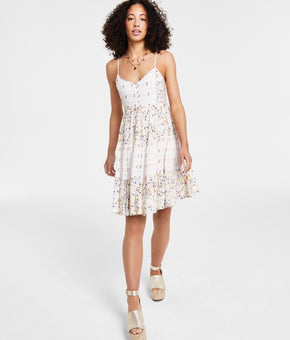 LUCKY BRAND Women's Printed Button-Front Minidress Yellow Size M MSRP $119