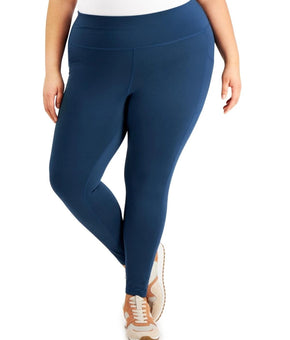 Ideology Leggings Womens Plus Size 2X Blue 7/8 High Rise Side Pocket Yoga