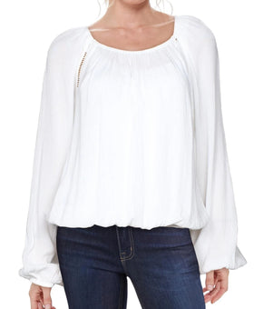 INC Womens Boho Cropped Peasant Top White Size S