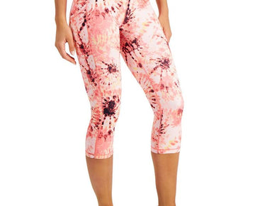 Ideology Women's Performance Printed Cropped Leggings (Dye Peachberry, X-Large)