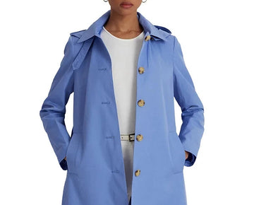Lauren Ralph Lauren Women's Hooded Raincoat Blue Size PS MSRP $240