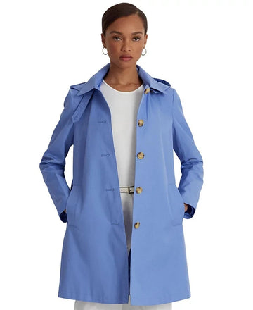 Lauren Ralph Lauren Women's Hooded Raincoat Blue Size PS MSRP $240