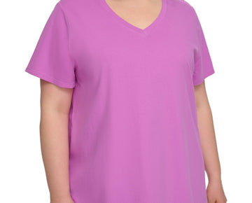 Calvin Klein Performance Plus SZ 2X Cotton V-Neck Short-Sleeve T-Shirt Pink SALE