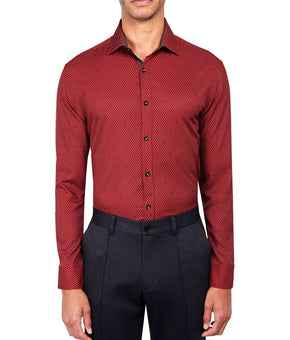Society of Threads BURGUNDY red Slim-Fit Dress Shirt 2X Size 18-18.5x35/36 $80