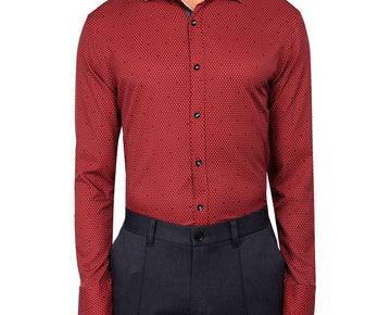 Society of Threads BURGUNDY red Slim-Fit Dress Shirt 2X Size 18-18.5x35/36 $80