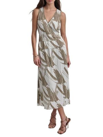 DKNY Printed Rib-Knit Midi-Dress Size XL GREEN NWT $139