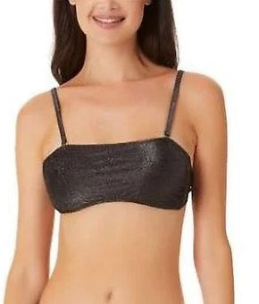 California Waves Juniors Metallic Bandea Bikini Swim top Shiny Black Size XL