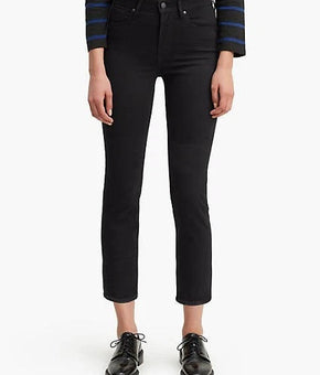 Levi's Women Stretch High-Rise Straight Leg Cropped Jeans Black Size 0 / 25 $70