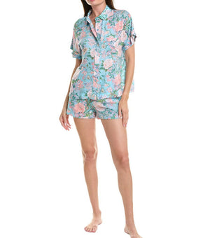 Sanctuary womens 2pc Pajama Shirt & Boxer Set, Size S, Blue