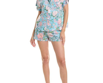 Sanctuary womens 2pc Pajama Shirt & Boxer Set, Size S, Blue