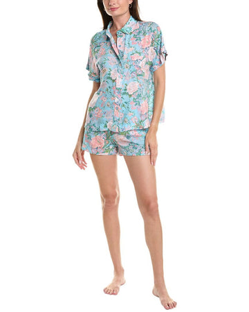 Sanctuary womens 2pc Pajama Shirt & Boxer Set, Size S, Blue