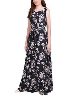 NY Collection Women's Chiffon Maxi Dress Black Size M MSRP $58