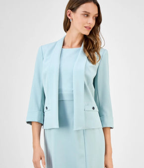 Kasper Women's 3/4-Sleeve Shawl-Collar Lined Blazer Green Petite Size 16P $119