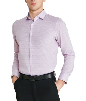 Tallia Men's Slim-Fit Geo-Link Dress Shirt Orchid Purple Size 18-18.5x36/37 $80