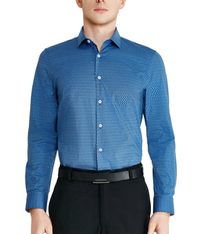Tallia Men Slim fit Button-Up Shirt Medium 15-15.5 32-33 Blue Geometric