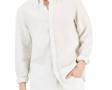 MICHAEL KORS Men's Long Sleeve Linen Shirt White Size XL MSRP $98