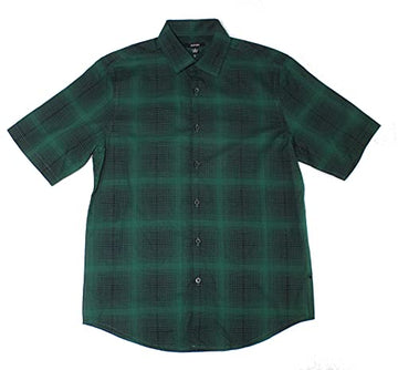 Alfani Mens Shirt Small Ashland Plaid Woven Button Front Green S