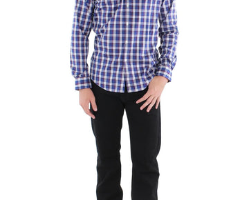 Tommy Hilfiger Men's Flex Cool Athletic Fit Dress Shirt Burgundy Navy 17.5 36 37