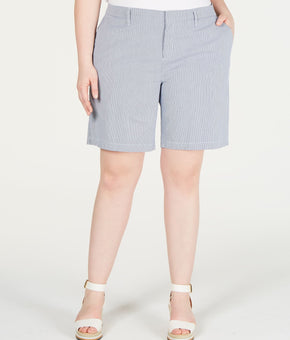 Tommy Hilfiger Womens Blue Pocketed Chino Pinstripe Classic Shorts Plus Size 18W