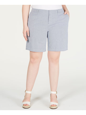 Tommy Hilfiger Womens Blue Pocketed Chino Pinstripe Classic Shorts Plus Size 18W