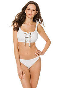 Michael Michael Kors Women's Sea Solids Classic Bikini Top White Size L