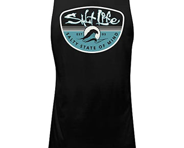 Salt Life Morning Wave Tank Top Sleeveless Classic Fit Shirt, Black, Size S