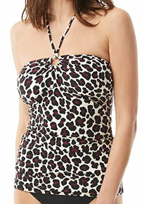 Michael Kors Women's Ivory Removable Straps Shirred Tankini Swimsuit Top Size S