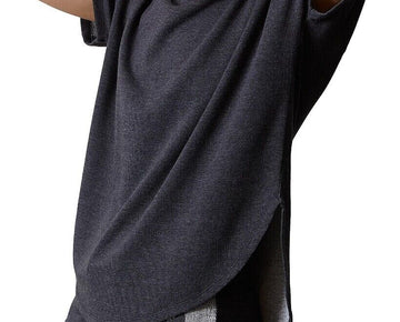 Josie Natori Womens French Terry Split-Back Top charcoal gray Size XS MSRP $52