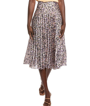 HUGO BOSS womens Hugo Vlissa Pleated Midi Skirt, Size L, Purple MSRP $178