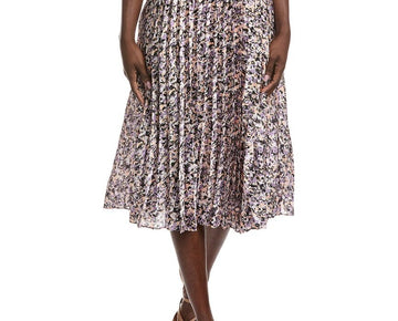 BOSS womens Hugo Vlissa Pleated Midi Skirt, Size L, Purple MSRP $178