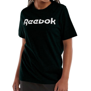 Reebok Womens Logo Graphic T-Shirt, Black, Size S