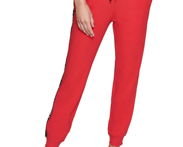KARL LAGERFELD PARIS Women's Logo-Tape Joggers Red Size XL MSRP $109
