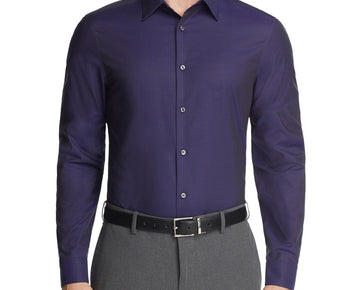 Calvin Klein Steel Slim-Fit Non-Iron Dress Shirt Purple Size 16.5 x 36/37 $85