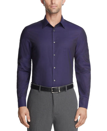 Calvin Klein Steel Slim-Fit Non-Iron Dress Shirt Purple Size 16.5 x 36/37 $85