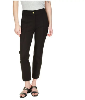 Michael Kors Women's High-Rise Ponte Pintuck Pants Black Size M MSRP $98
