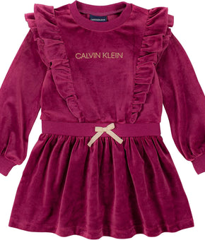 Calvin Klein Baby Girls' Dress, Raspberry Radiance Red, Size 12M