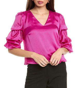 Vince Camuto womens Shadow Stripe Blouse, l, Purple Size L MSRP $89