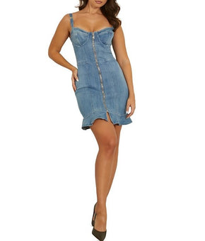 GUESS Women's Marcela Denim Corset Dress Blue Size S MSRP $158