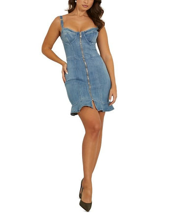 GUESS Women's Marcela Denim Corset Dress Blue Size S MSRP $158