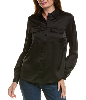 Anne Klein womens Utility Blouse, Black Size L MSRP $ 99