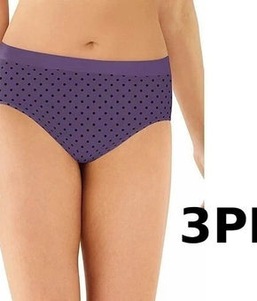 Bali womens 3-Pack Smooth U Hi-Cut Brief Size XL/8 Dark Purple Black Dots