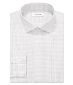 Calvin Klein Steel+Slim Stretch Wrinkle Free Dress Shirt Taupe Size 17.5x34/35