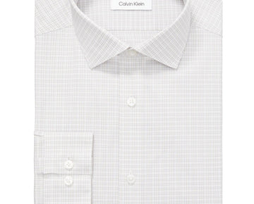 Calvin Klein Steel+Slim Stretch Wrinkle Free Dress Shirt Taupe Size 17.5x34/35